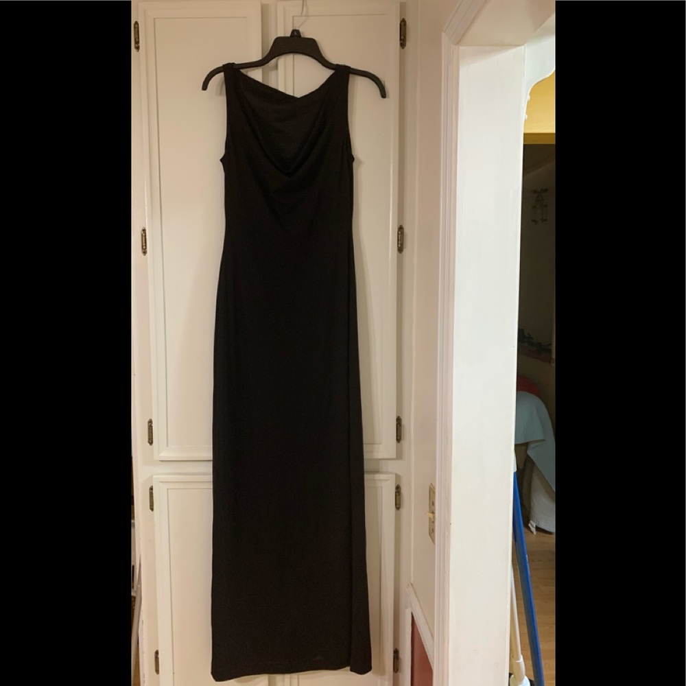 Semi formal long black dress.